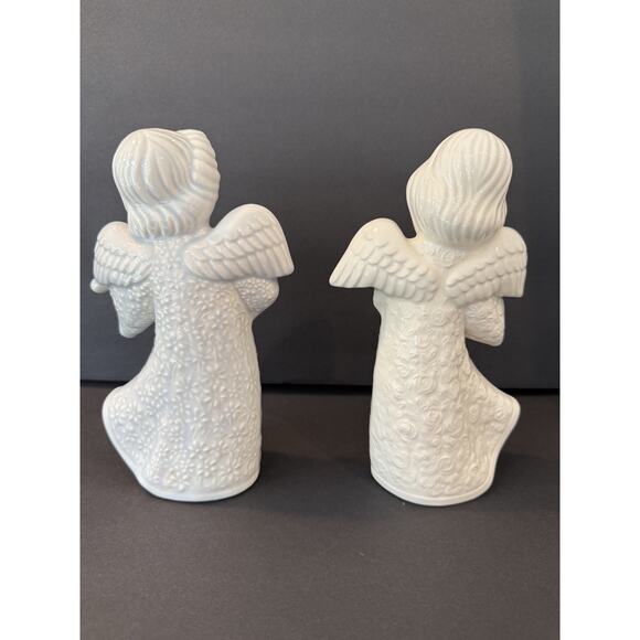 Vintage Porcelain Angel Figurines Violin & Harp Musician Pair Holiday Decor - Picture 4 of 10